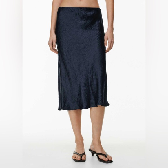 Babaton High Rise Satin Slip Mini Skirt, Size 8 - Admiral/Navy Blue - Picture 3 of 9